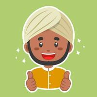 Happy Indian Character Sticker vector