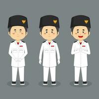 Avatar of a Indonesian Flag Bearer Character with Various Expression vector