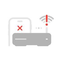 no internet connection on smartphone device flat design vector eps10. simple and modern graphic element for landing page ui, infographic, icon, pop up message information