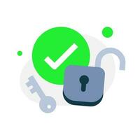 unlock, password correct, success login concept illustration flat design vector eps10. simple and modern graphic element for landing page ui, infographic, icon, pop up message information