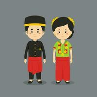 Couple Character Wearing West Sulawesi Traditional Dress vector
