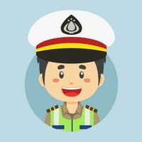 Avatar of Indonesian Traffic Police Character vector