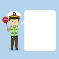 Indonesian Traffic Police Character with Speech Bubbles vector