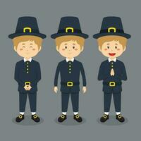 Thanksgiving Character with Various Expression vector