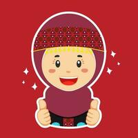 Happy Jordania Character Sticker vector