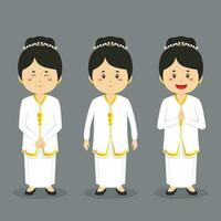 Avatar of a North Sulawesi Character with Various Expression vector