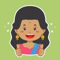 Happy Indian Character Sticker vector