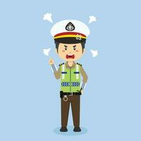 Indonesian Traffic Police Character With Angry Expression vector