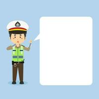 Indonesian Traffic Police Character with Speech Bubbles vector