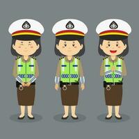 Indonesian Traffic Police Character with Various Expression vector