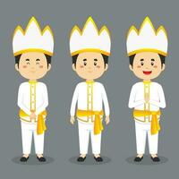 Avatar of a North Sulawesi Character with Various Expression vector