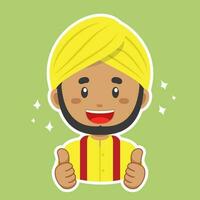 Happy Indian Character Sticker vector
