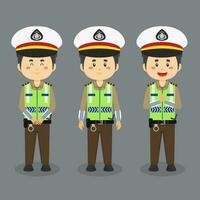 Indonesian Traffic Police Character with Various Expression vector