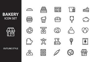 bakery and dessert Icon set line style vector