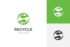 circle leaf recycle logo design with green leaf and arrow recycling ecology logo or icon design for reuse logo vector