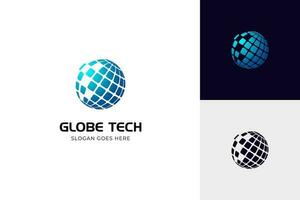 globe data tech solution logo icon design, global technology logo graphic element for universal tech brand symbol vector