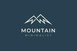 Simple modern mountain adventure line logo design, minimalist line art mountains graphic element icon logo design vector