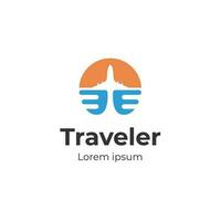Air travel logo icon design with airplane element for travel agency, transport, logistics delivery logo design vector
