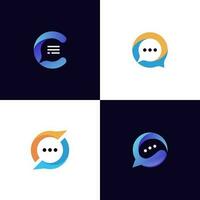 Chat Dialogue and discussion logo set, letter c chatting, Split chat symbol for communication, business and teamwork icon vector