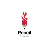 pencil torch fire light logo icon design element symbol, pencil Flame logo illustration vector