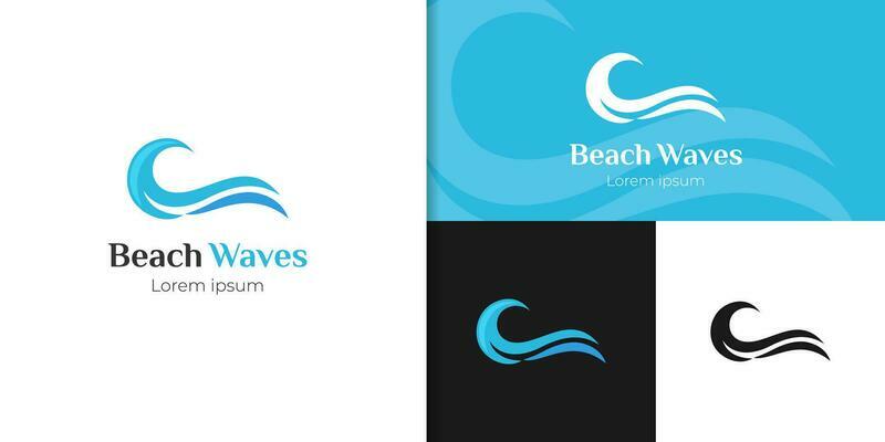 ocean blue wave abstract water logo icon design element, water wave simple logo element