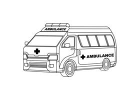 Ambulance car line art vector illustration. Transportation outline stroke template. Vector eps 10