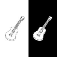 Simple Ukulele line art vector illustration. Black and white background musical instrument template. Vector eps 10
