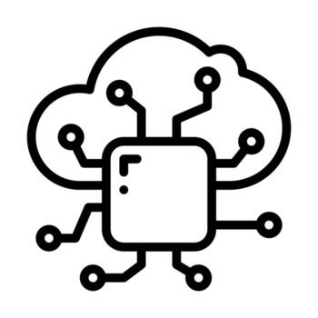 icono de línea de computación en la nube vector