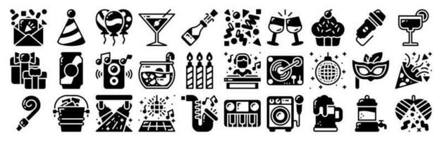 Party Glyph Icon Set. Perfect for Graphic Design, Mobile, UI, and Web Masterpieces vector