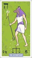 fifth card of the Egyptian tarot called The hierofant. vector illustration for fortune telling.