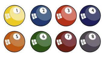 vector illustration of billiard balls isolated on white