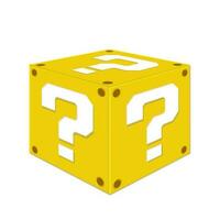 3D Golden Question Block Cute Cartoon Cube vector