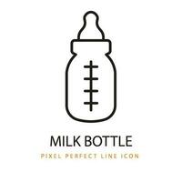Milk Bottle Icon Line Art Pixel Perfect Infant Baby vector