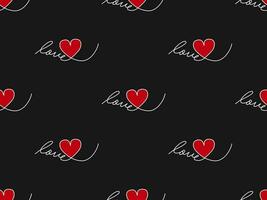 Heart cartoon character seamless pattern on black background vector