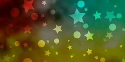 Light Multicolor vector background with circles, stars.