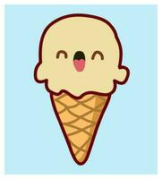 Happy ice cream Logo Cartoon Vector Art Illustration