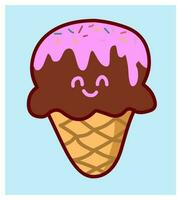 Happy ice cream Logo Cartoon Vector Art Illustration