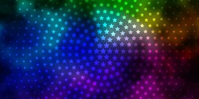 Dark Multicolor vector background with small and big stars.