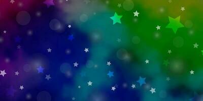 Light Multicolor vector pattern with circles, stars.