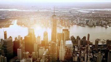 Cinematic aerial shot of real estate residential city buildings blocks video