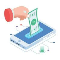 Isometric icon of online payment vector