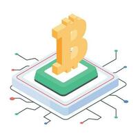 Trendy isometric icon of bitcoin technology vector