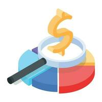 Isometric icon of investment analysis vector