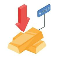 Check out isometric icon of gold down vector