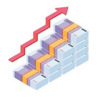 An isometric icon of bitcoin analytics vector