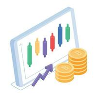 An isometric icon of growth analysis vector