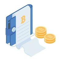 Premium isometric icon of bitcoin wallet vector