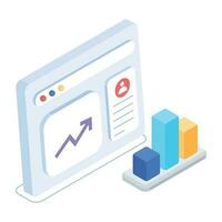 An isometric icon of bitcoin analytics vector