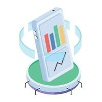 An isometric icon of bitcoin analytics vector
