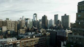 Aerial view of new york city urban metropolis skyline buildings video